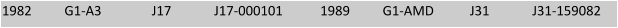 1982 G1-A3 J17 J17-000101   1989 G1-AMD J31 J31-159082