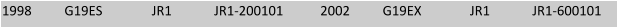 1998 G19ES JR1 JR1-200101   2002 G19EX JR1 JR1-600101